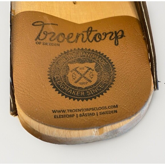 TROENTORP Raphael Clogs Sz 42 Classic Swedish Brown Leather Strap/ Buckle Mules - Picture 6 of 9